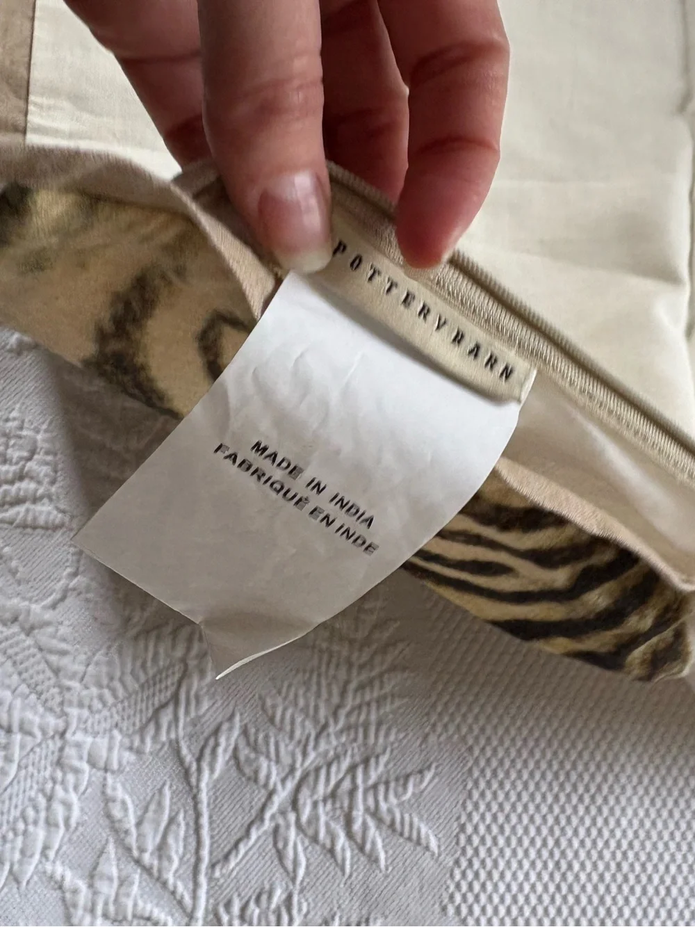 NWT Pottery Barn zebra pillow cover 20” zip up decorative safari cotton